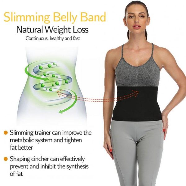 Women Abdomen Belt Waist Trimmer Sport Sweat Band Weight Loss Body Shaper Slimming Belly Band black S/M  |  Protective Gears Exercise & Sports Black + S/M