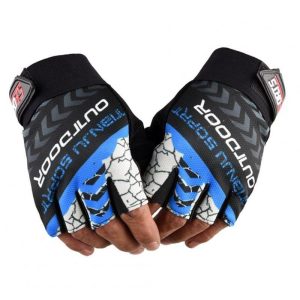 1 Pair Nylon Half  Finger  Gloves For Men Women Mountain Bike Fishing Fitness Yoga Non-slip Gloves blue  |  Cyclist Equipment Cycling Blue