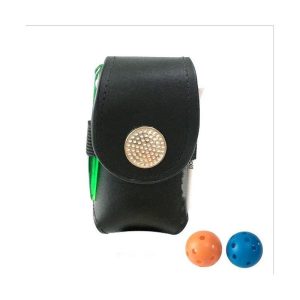 Portable Golf Ball Holder with 2 Trainning Balls Waist Pouch Bag Leather Golf Tee Bag Small Golf Ball Bag black  |  Ball Games & Golf Ball Games & Golf Ball Games & Golf