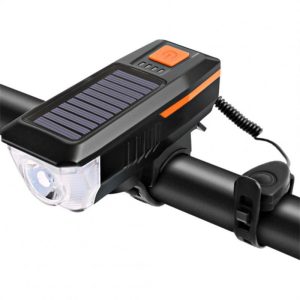 Bike Light Solar Usb Rechargeable Dual Charging Horn Lamp Waterproof Bicycle Front Headlight Flashlight orange  |  Bike Lights Bike Lights Bike Lights