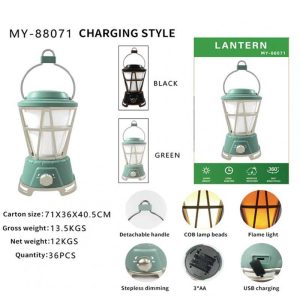 Outdoor Camping Light Solar Rechargeable Waterproof Retro Lamp For Garden Patio Yard Charging model – green  |  Outdoor Lamps Camping & Hiking Charging model - green