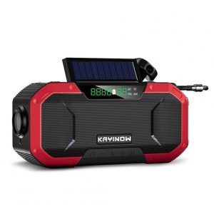 Solar Hand Crank Radio 5000mah Large Battery Capacity Portable Multifunctional Outdoor Emergency Radio Red  |  Survival Gears Camping & Hiking Red