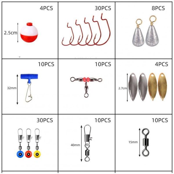 263Pcs/Set Fishing Tackles Box Accessories Kit for Bait Lure Accessoires 263pcs  |  Fishing Baits & Hooks Fishing Baits & Hooks 263pcs