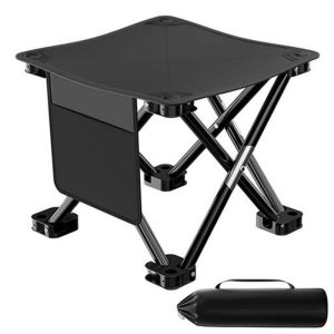 Camping Stool Portable Folding Stool 450 LBS Load Capacity Lightweight Slacker Chair For Outdoor Gardening black  |  Camp Kitchen Camp Kitchen Black