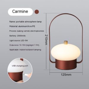 Led Portable Camping Atmosphere Light Charging Decorative Table Lamp Led Eye Protection Reading Light Red  |  Outdoor Lamps Camping & Hiking Outdoor Lamps