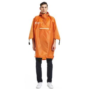 Men Women Raincoat Lightweight Cycling Poncho Hooded Rainwear For Outdoor Camping Mountaineering Hiking Fishing orange  |  Outdoor Gadgets Camping & Hiking Orange