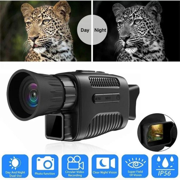 Nv650 Monocular-Telescope 1080P HD Infrared Night Vision Device for Camping Star Watching Bird Wildlife Black  |  Telescopes & Binoculars Camping & Hiking Black