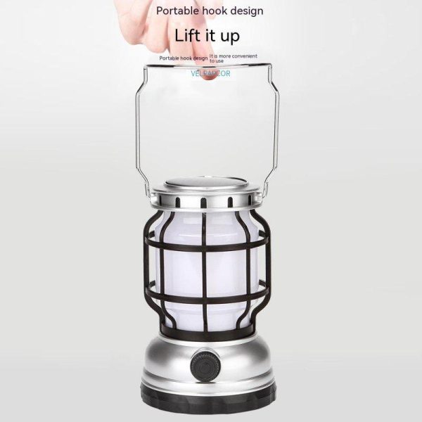 Outdoor Retro Led Camping Lantern Portable Multifunctional Usb Rechargeable Portable Solar Hand Lamp 1991T  |  Outdoor Lamps Camping & Hiking 1991T