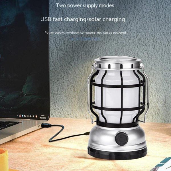 Outdoor Retro Led Camping Lantern Portable Multifunctional Usb Rechargeable Portable Solar Hand Lamp 1991T  |  Outdoor Lamps Camping & Hiking 1991T